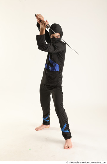 Man Young Athletic Fighting with sword Standing poses Casual Asian