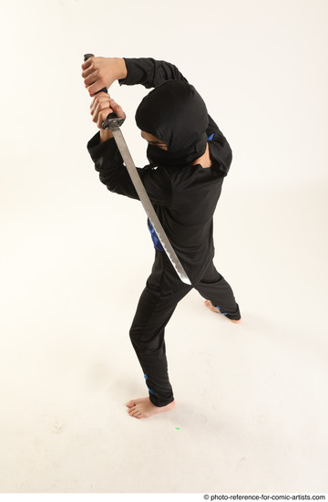 Man Young Athletic Fighting with sword Standing poses Casual Asian