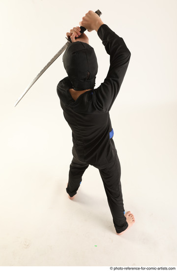 Man Young Athletic Fighting with sword Standing poses Casual Asian