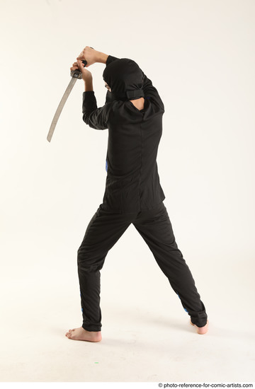 Man Young Athletic Fighting with sword Standing poses Casual Asian