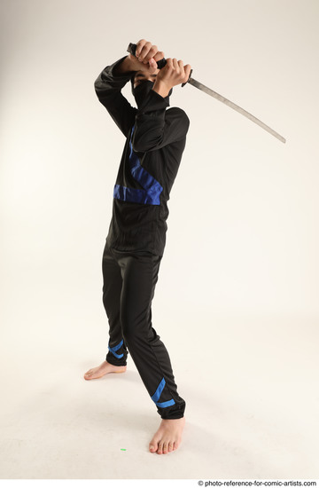 Man Young Athletic Fighting with sword Standing poses Casual Asian