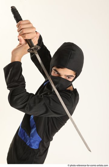 Man Young Athletic Fighting with sword Standing poses Casual Asian