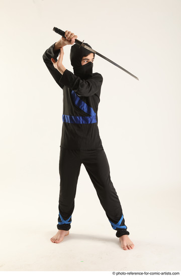 Man Young Athletic Fighting with sword Standing poses Casual Asian