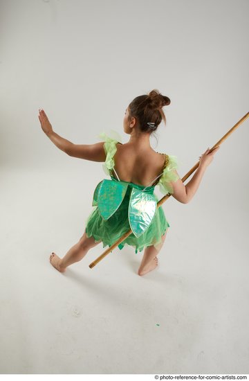 Woman Adult Average White Fighting with spear Standing poses Casual