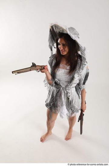 Woman Adult Average White Fighting with gun Standing poses Coat