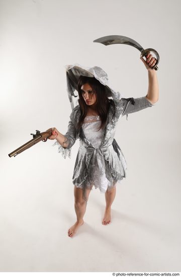 Woman Adult Average White Fighting with gun Standing poses Casual