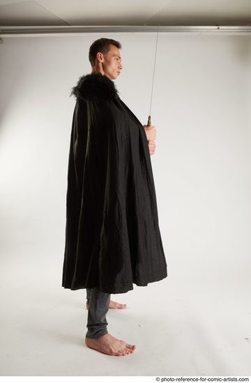 Man Adult Athletic White Fighting with sword Standing poses Coat