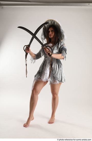 Woman Adult Athletic White Fighting with sword Standing poses Casual