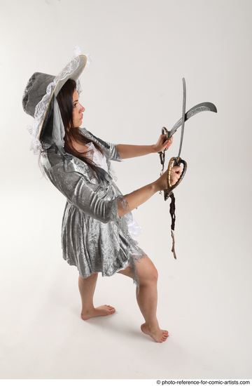 Woman Adult Athletic White Fighting with sword Standing poses Casual