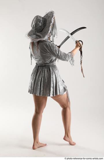 Woman Adult Athletic White Fighting with sword Standing poses Casual