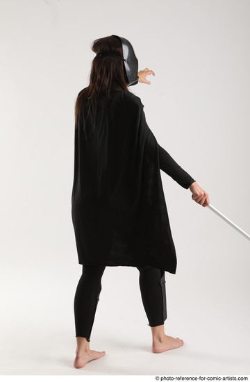 Woman Adult Average White Fighting with sword Standing poses Coat