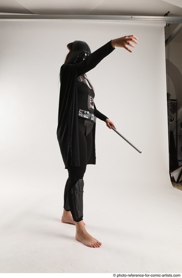 Woman Adult Average White Fighting with sword Standing poses Coat