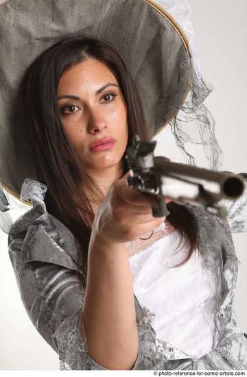 Woman Adult Athletic White Fighting with gun Standing poses Casual