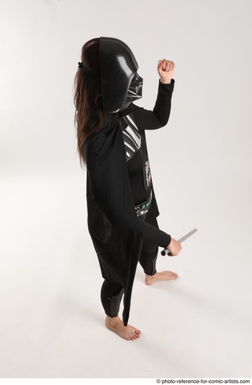 Woman Adult Athletic White Fighting with sword Standing poses Coat