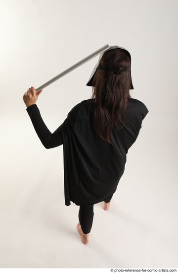 Woman Adult Average White Fighting with sword Standing poses Coat