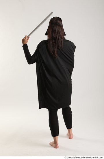 Woman Adult Average White Fighting with sword Standing poses Coat