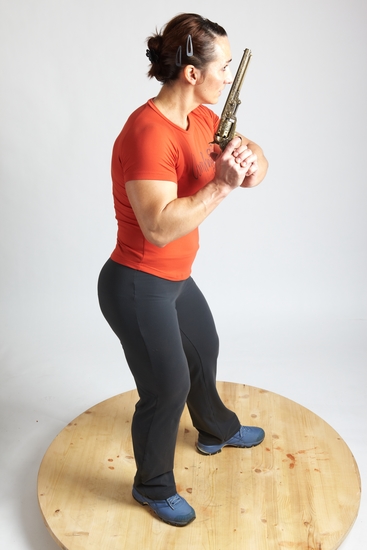 Woman Adult Average White Fighting with gun Standing poses Casual