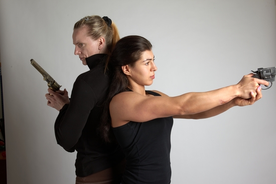 Adult Average White Fighting with gun Standing poses Casual Women