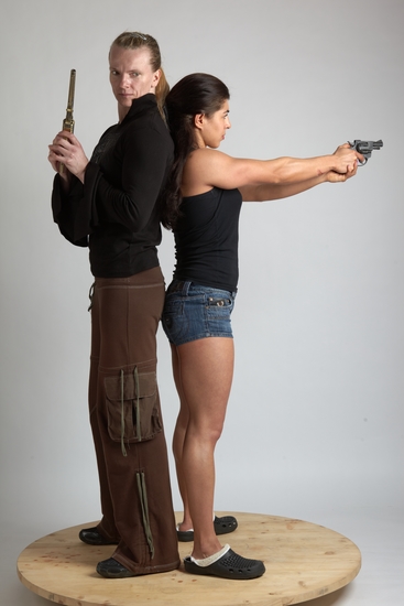 Adult Average White Fighting with gun Standing poses Casual Women