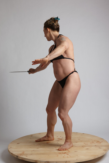 Woman Adult Muscular White Fighting with sword Standing poses Underwear