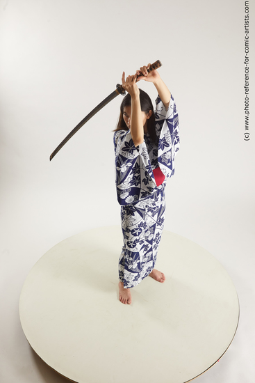 Woman Adult Average Fighting with sword Standing poses Asian Costumes