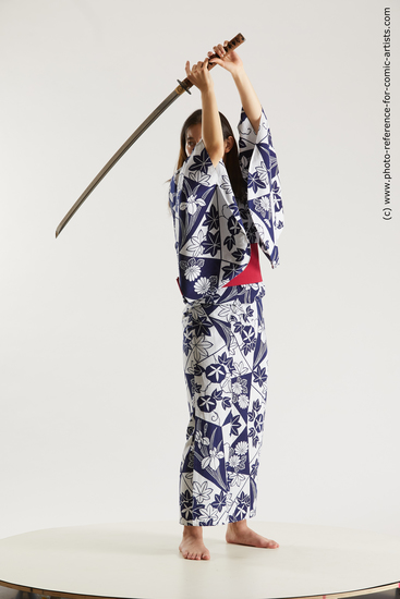 Woman Adult Average Fighting with sword Standing poses Asian Costumes