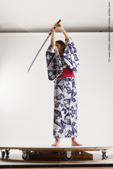 Woman Adult Average Fighting with sword Standing poses Asian Costumes