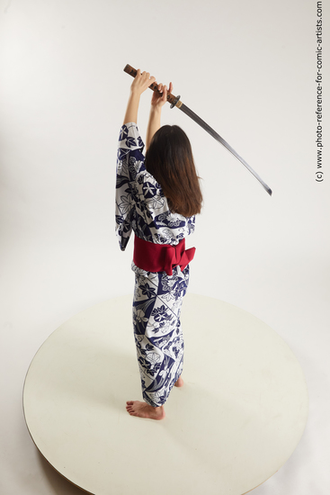 Woman Adult Average Fighting with sword Standing poses Asian Costumes