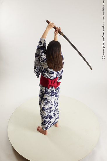 Woman Adult Average Fighting with sword Standing poses Asian Costumes