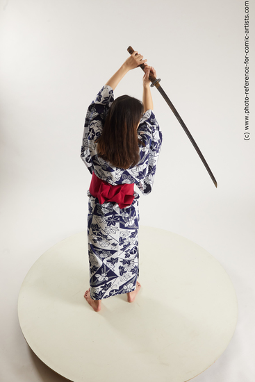 Woman Adult Average Fighting with sword Standing poses Asian Costumes