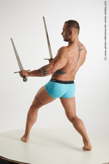 Man Adult Muscular Fighting with sword Fight Underwear