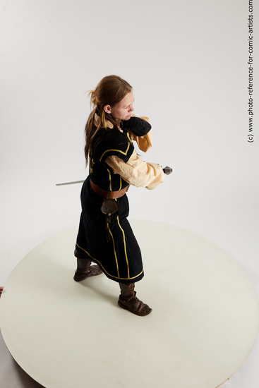 Woman Young Average White Fighting with sword Standing poses Costumes