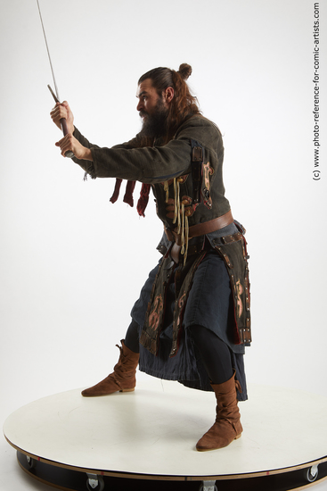 Man Adult Athletic Fighting with sword Standing poses Costumes