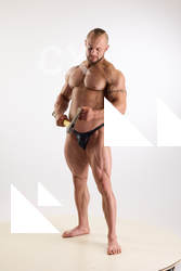 Man Adult Muscular White Holding Standing poses Underwear