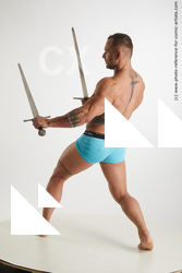 Man Adult Muscular White Fighting with sword Standing poses Costumes