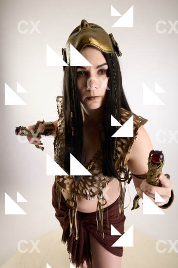 Woman Adult Average White Fighting with knife Standing poses Costumes