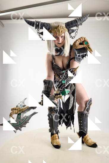 Woman Adult Chubby White Fighting with spear Standing poses Costumes