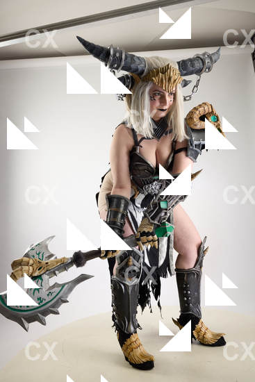 Woman Adult Chubby White Fighting with spear Standing poses Costumes