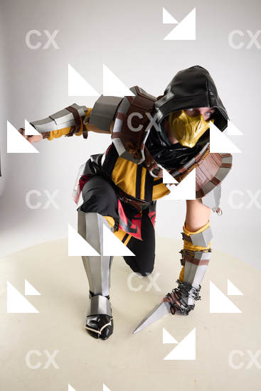 Man Adult Average White Fighting with knife Kneeling poses Costumes