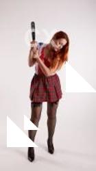 TINA REDHEAD STANDING POSE WITH BASEBALL BAT