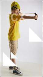 Standing boy with slingshot Novel