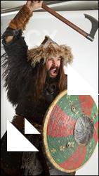 Medieval mongol warrior with sword Turgen