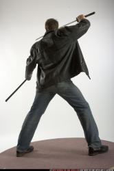 Man Adult Athletic White Fighting with sword Standing poses Casual