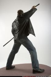 Man Adult Athletic White Fighting with sword Standing poses Casual