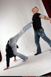 Adult Muscular White Kick fight Moving poses Business Men
