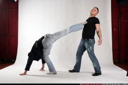Adult Muscular White Kick fight Moving poses Business Men