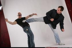 Adult Muscular White Kick fight Fight Business Men