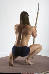 Man Adult Muscular White Martial art Kneeling poses Underwear