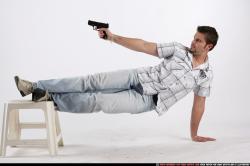 Man Adult Average White Fighting with gun Moving poses Casual
