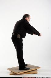 Man Old Chubby White Fighting with knife Standing poses Casual